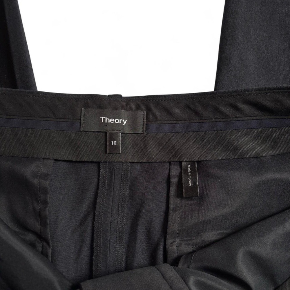 Theory Trecca 2 Black Dress Pants 10 Wool Blend Mid Rise Straight Leg Career - Picture 5 of 6